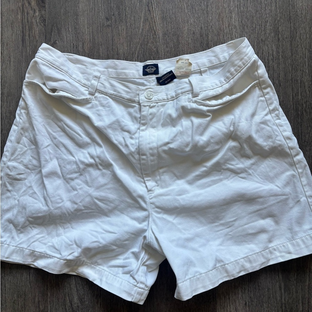 Dockers White Flat Front Shorts Classic Cotton Blend